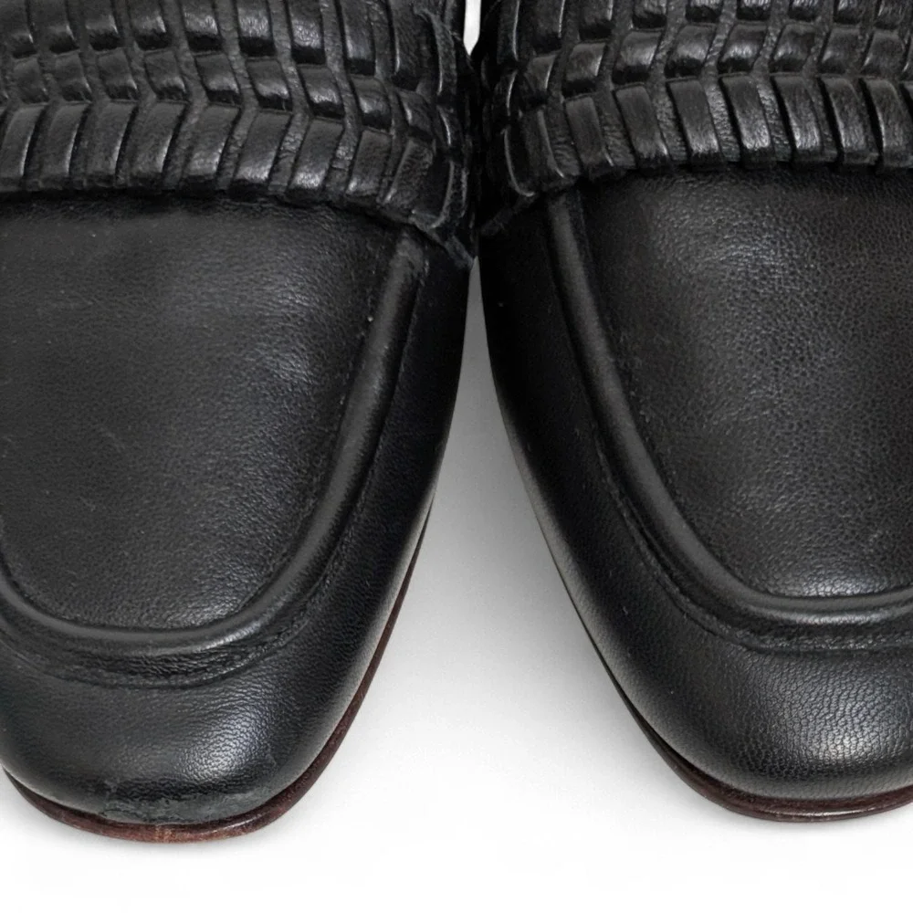Veronica Beard Arlie Black Nappa Leather Braided Loafers Italy 6.5M - Picture 4 of 10